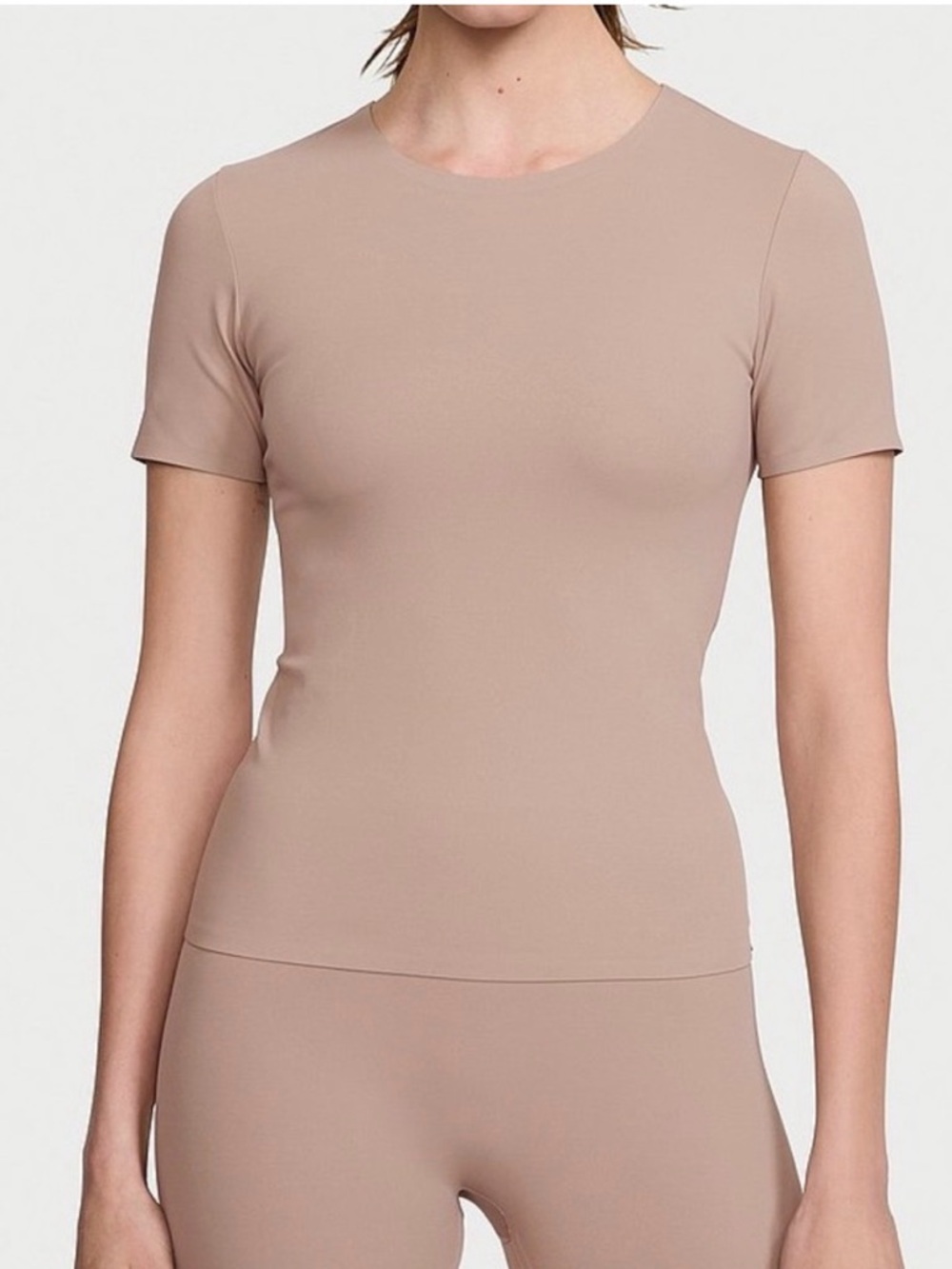 Victoria’s Secret Women’s Short Sleeve Crewneck Top in taupe